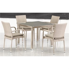 Комплект плетеной мебели T257C/Y376C-W85 Latte (4+1) + подушки на стульях 25479