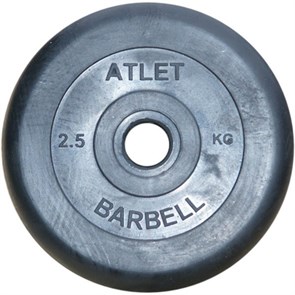Диск обрезиненный, чёрного цвета, 26 мм, 2,5 кг  Atlet MB-AtletB26-2,5 25563
