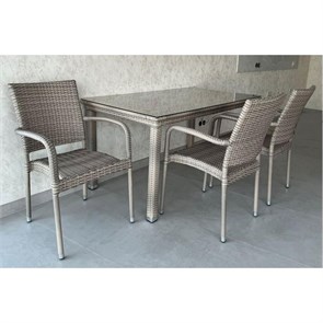 Комплект плетеной мебели T256C/Y376C-W85 Latte (4+1) + подушки на стульях 25488