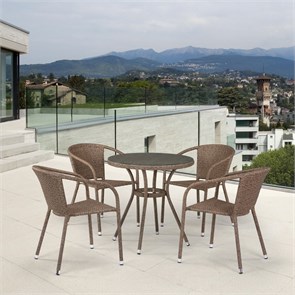 Комплект плетеной мебели T282ANT/Y137C-W56 Light Brown 4Pcs 25447