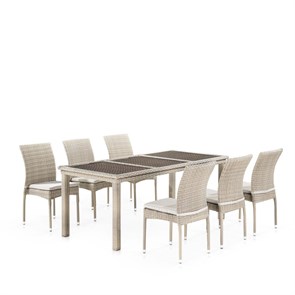 Комплект плетеной мебели T365/Y380C-W85 Latte (6+1) + подушки 25658