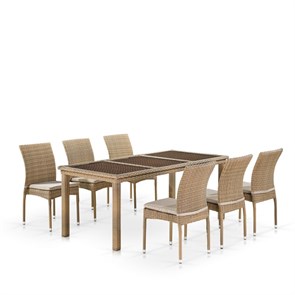 Комплект плетеной мебели T365/Y380B-W65 Light Brown (6+1) 25656