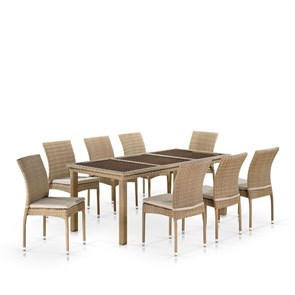 Комплект плетеной мебели T365/Y380B-W65 Light Brown (8+1) 25659