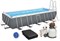 Прямоугольный каркасный бассейн Bestway 5612B  +песочный фильтр-насос , лестница, тент (640х274х132) - фото 86175