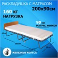 Раскладушка с матрасом 200х90 см / раскладная кровать на ламелях Отель Премиум, цвет ОРЕХ 20992-0