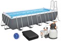 Прямоугольный каркасный бассейн Bestway 5612B  +песочный фильтр-насос , лестница, тент (640х274х132) 5612B