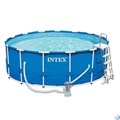 Intex 28242 / Круглый каркасный бассейн (457х122см) + фильтр-насос, лестница, тент, подстилка 28242