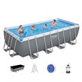 Bestway 56671 / Прямоугольный каркасный бассейн / 488х244х122 см / песочный фильтр-насос, лестница, тент 56671