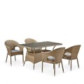 Обеденный комплект плетеной мебели T198B/Y79B-W56 Light Brown (4+1) 25616