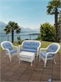 Плетеный комплект для отдыха из искусственного ротанга  LV-520 White-Blue 25732
